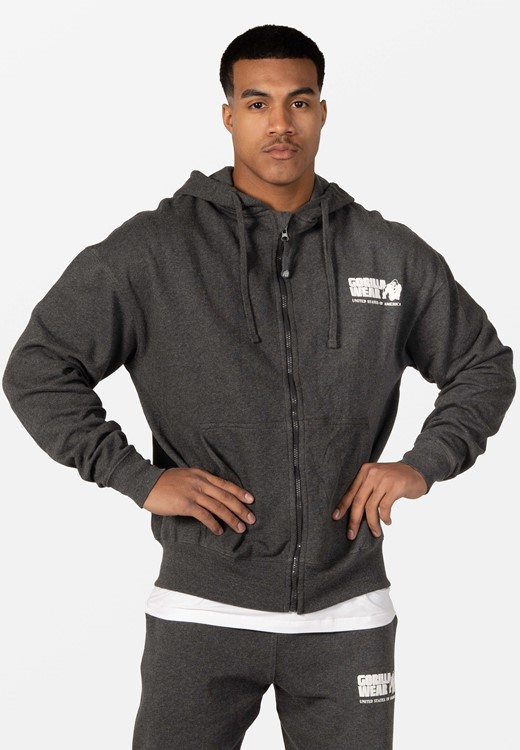 Classic Oversized Zipped Hoodie - Dark Gray Melange - S Gorilla Wear