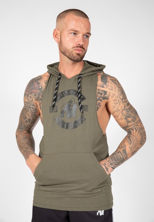 Lawrence Hooded Tank Top - Army Green - 3XL Gorilla Wear