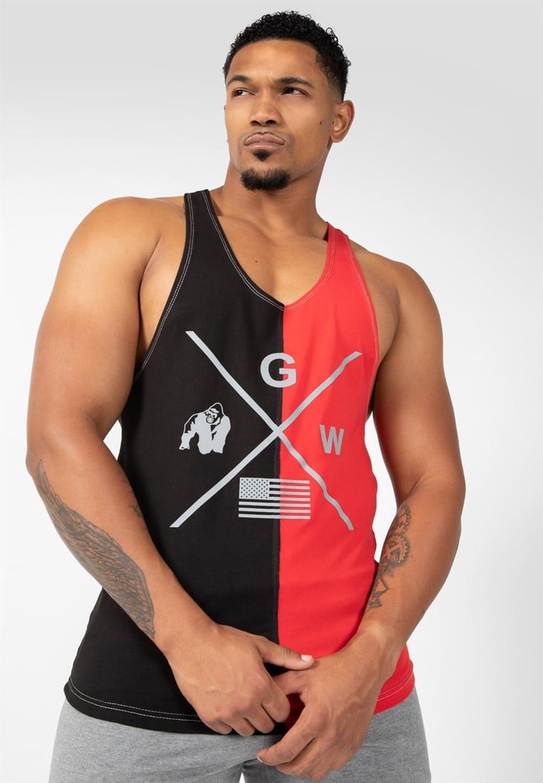 Sterling Stringer Tank Top Black/Red Gorilla Wear