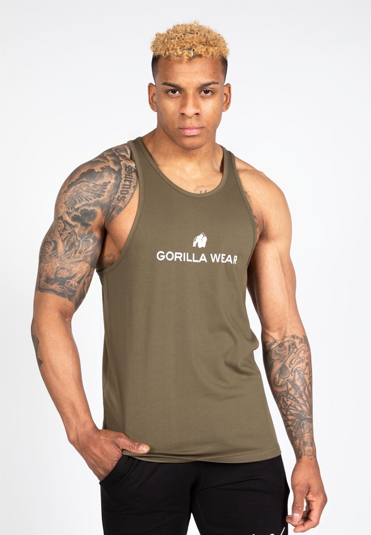 Carter Stretch Tank Top - Army Green Gorilla Wear