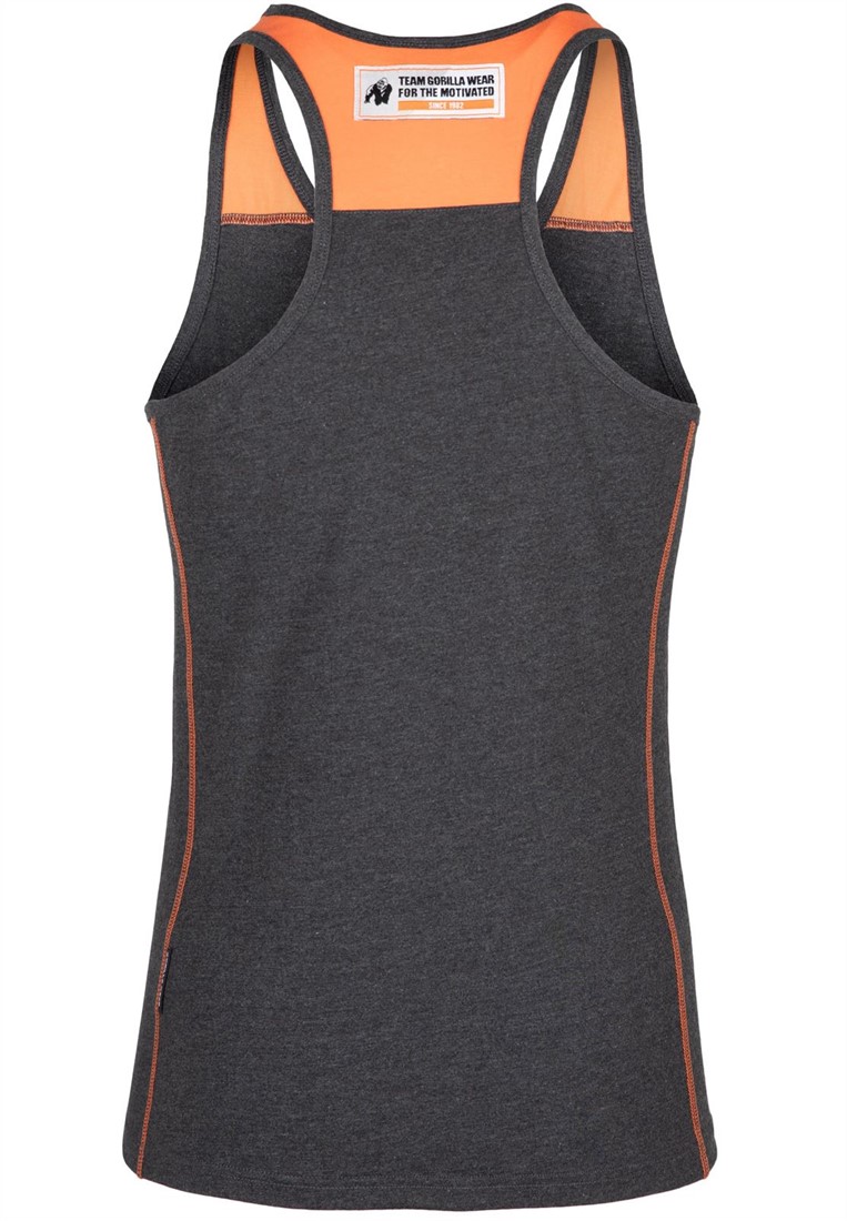 Gorilla Wear Womens Odessa Cross Back Tank Top – Black/Neon Orange Fitness