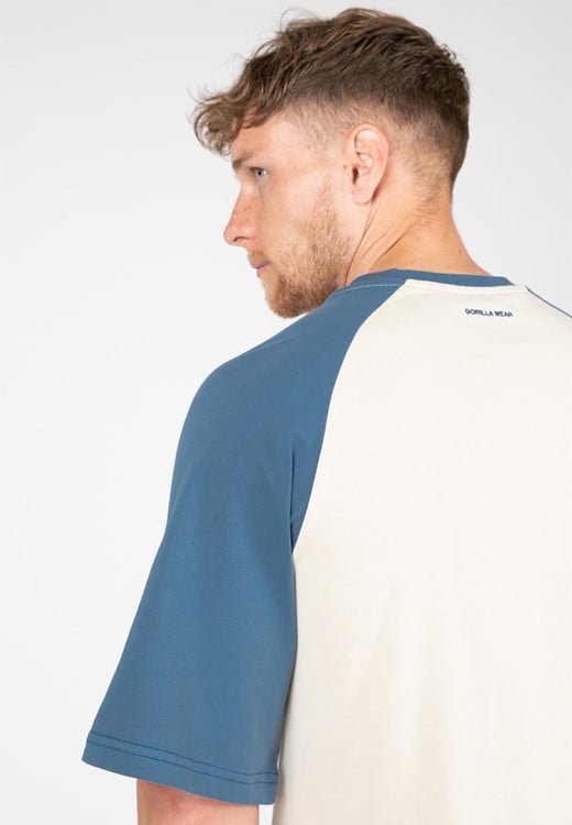 Logan Oversized T-Shirt Beige/Blue