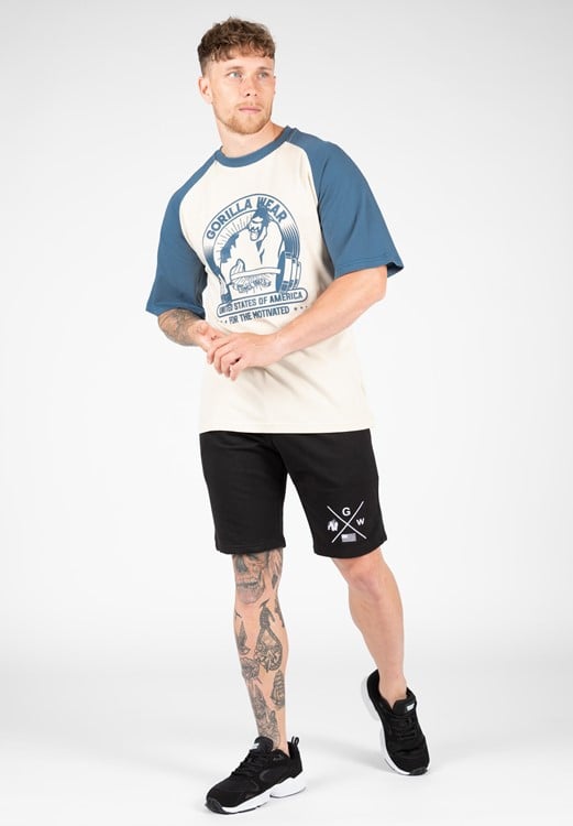Logan Oversized T-Shirt Beige/Blue