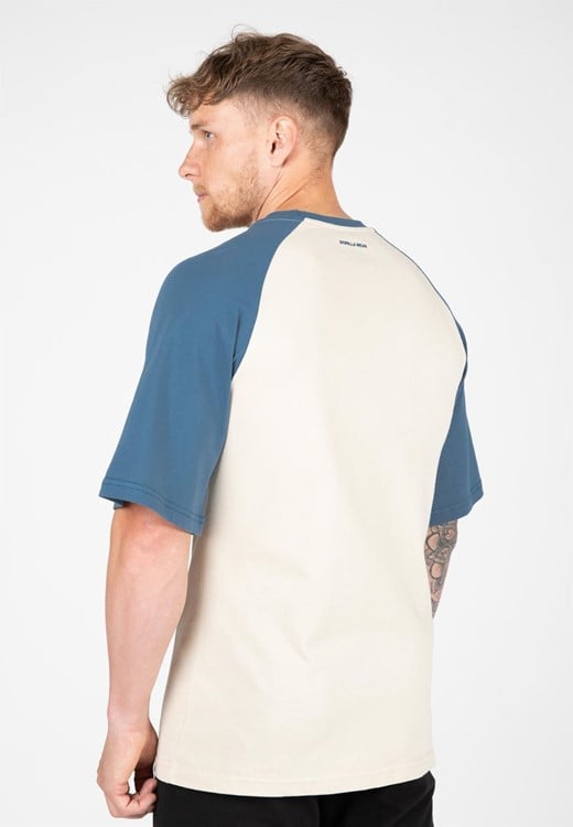 Logan Oversized T-Shirt Beige/Blue