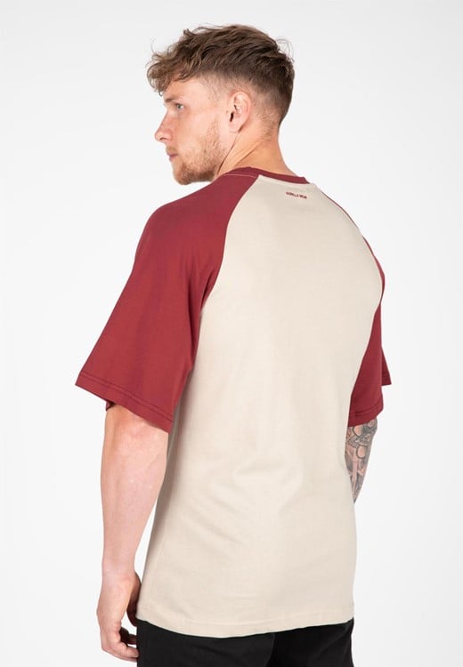 Logan Oversized T-Shirt Beige/Red
