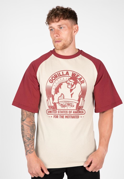Logan Oversized T-Shirt - Beige/Rot - S