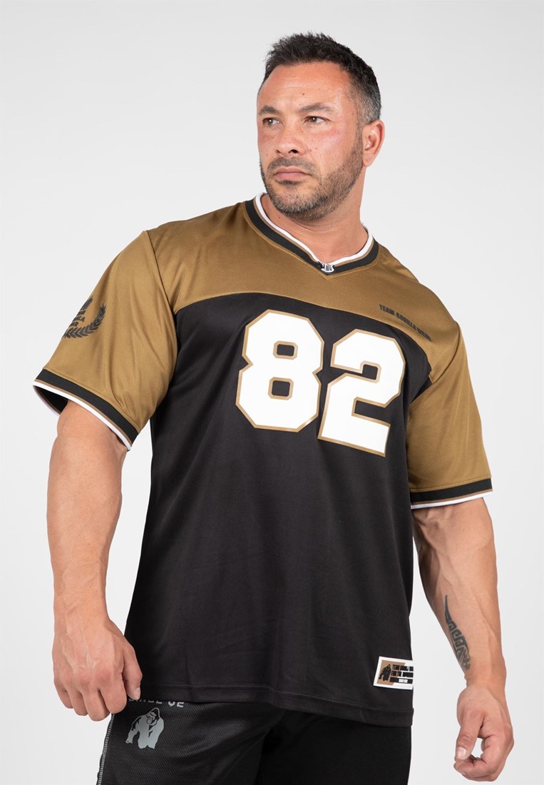 DEUXIEME CLASSE - MUSE   R JUBILEE Football プリント Tシャツ Trenton Football Jersey - Black/Gold - M Gorilla Wear