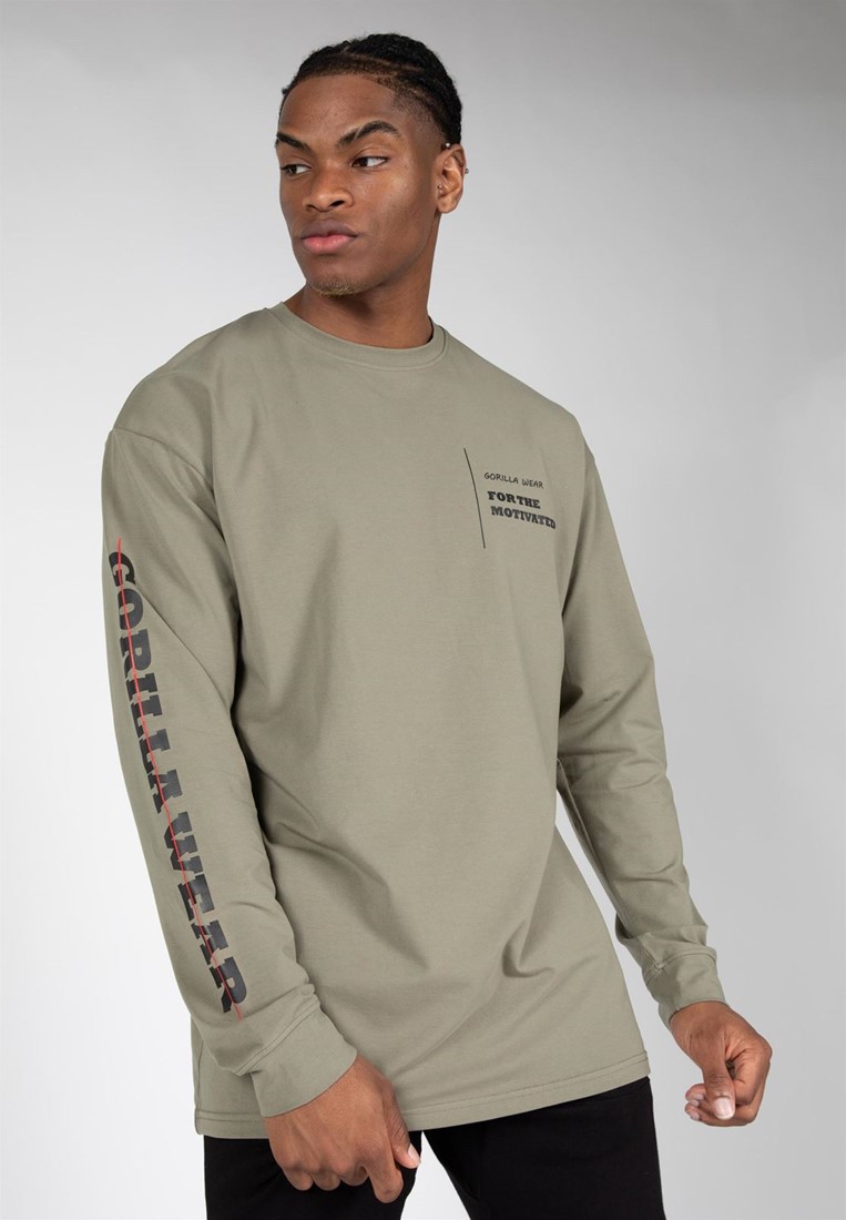 monster nul stewardess Boise Oversized Long Sleeve - Army Green Gorilla Wear