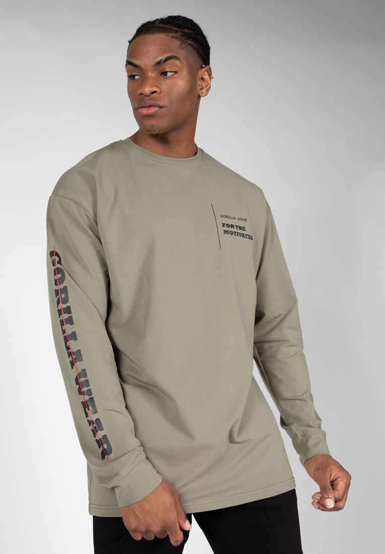 Boise Oversized Long Sleeve - Army Green - 2XL Gorilla Wear
