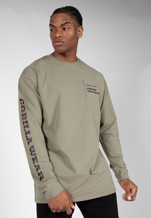 Boise Oversized Langarmshirt - Armee Grün - S