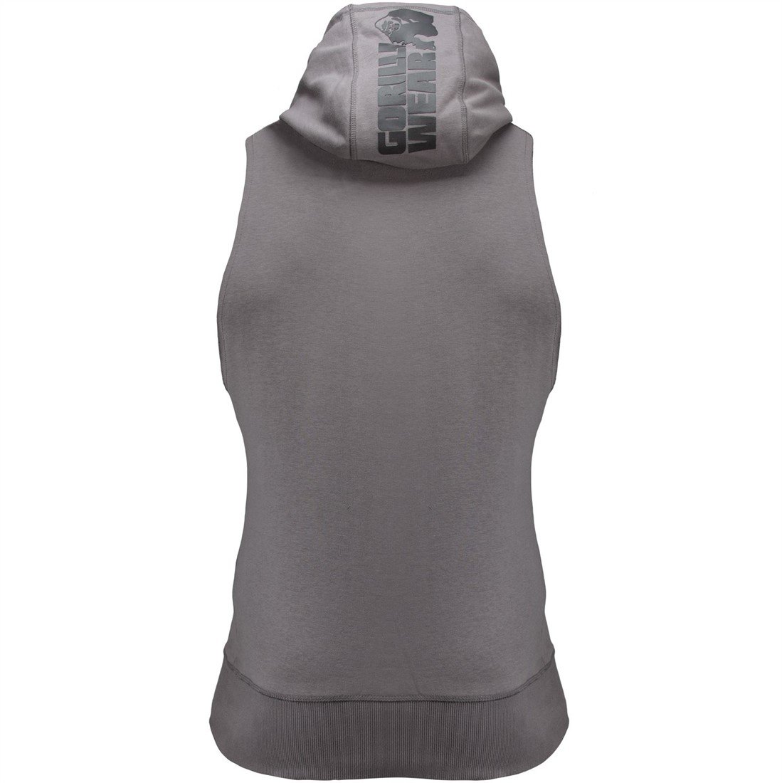 gray sleeveless hoodie