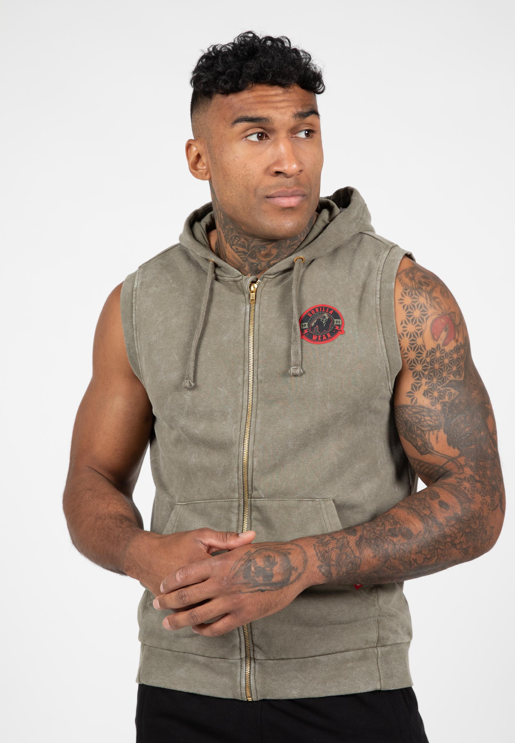 Silverdale Sleeveless Hoodie - Army Green - 4XL 9542