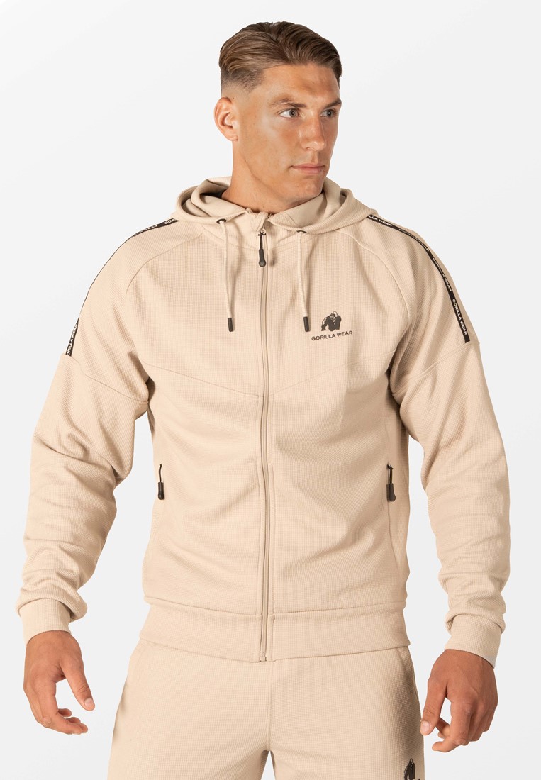 Harvey Hooded Track Jacket - Beige - S Gorilla Wear