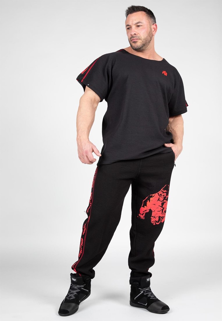 Buffalo Old School Workout Pants - Black/Red Gorilla Wear