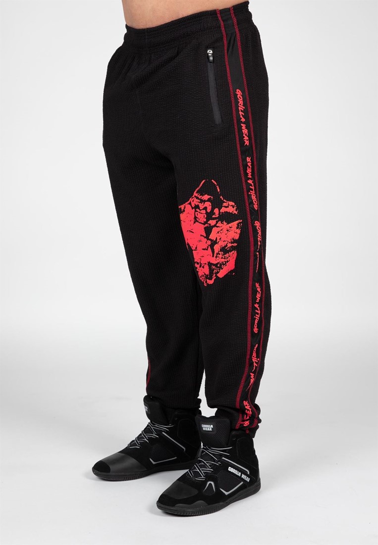 Buffalo Old School Workout Pants - Black/Red - 2XL/3XL Gorilla Wear