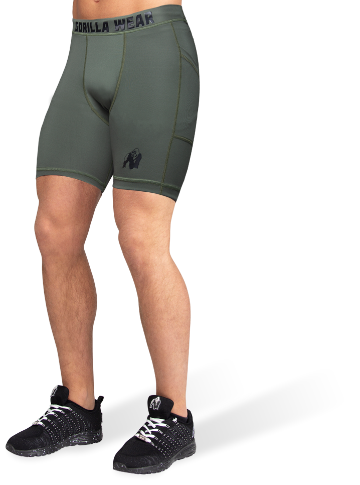 army green biker shorts