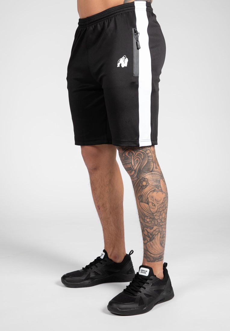 Black and white track shorts 2025