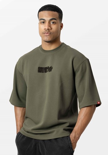 Idaho Oversized Waffle T-Shirt - Armee Grün