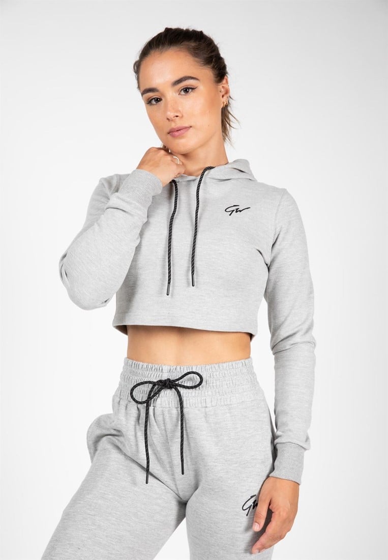 Pixley Crop Top Hoodie - Gray - S