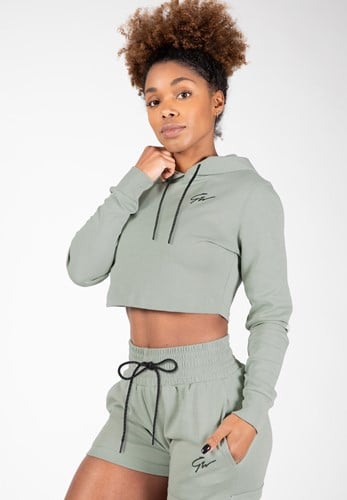 Pixley Crop Top Hoodie Gray Gorilla Wear
