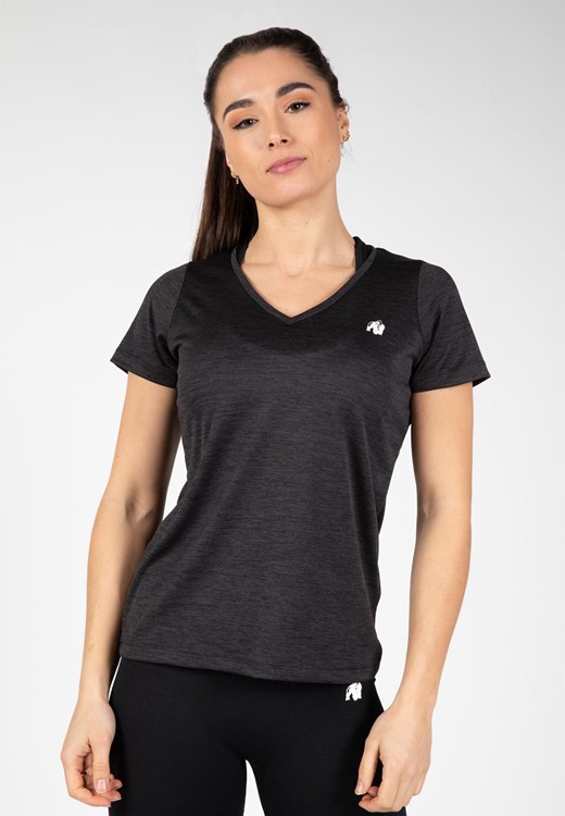 Elmira V-Ausschnitt T-Shirt - Schwarz - XS