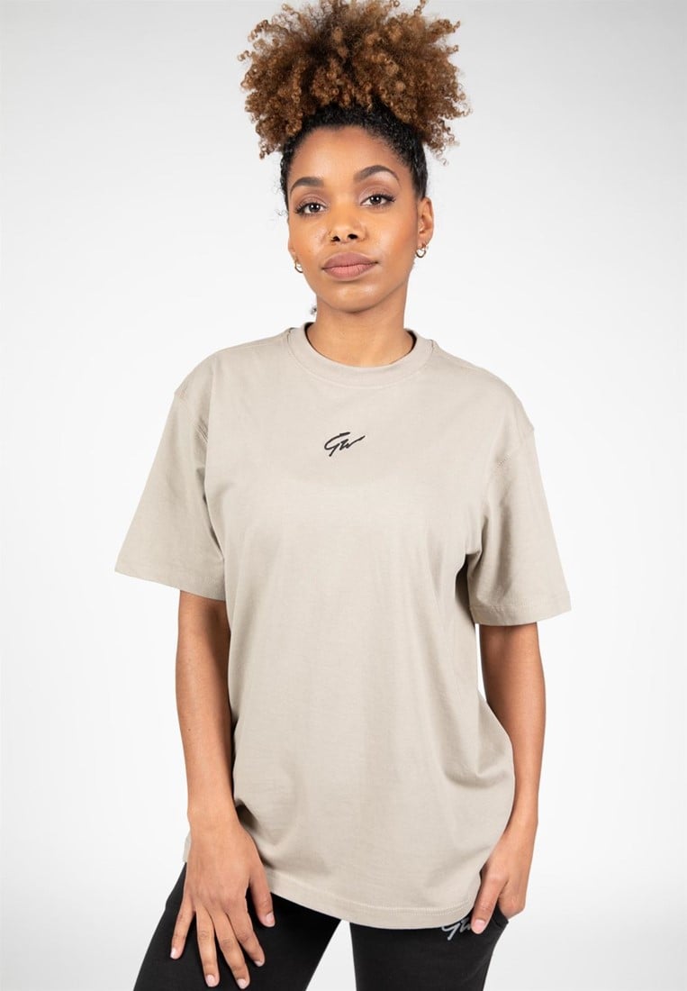 Build your brand Heavy Oversize Short Sleeve T-Shirt Beige