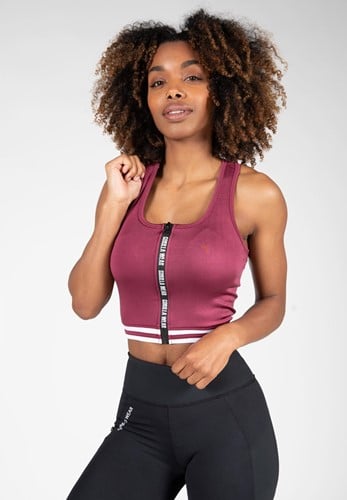 Mesa Crop Top met Rits - Bordeauxrood