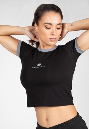 New Orleans Bauchfreies T-Shirt - Schwarz