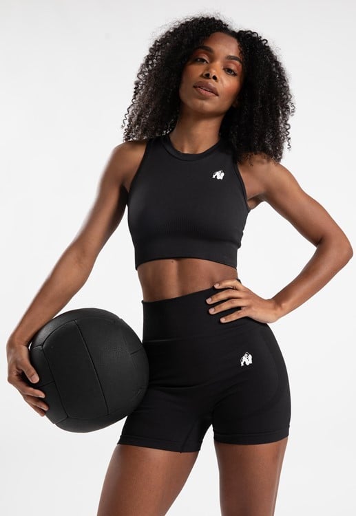 Olivia Seamless Crop Top - Black - XS/S