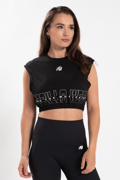 Albion Oversized Crop Top - Black - XS