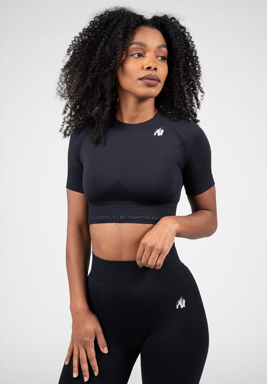 Whitney Top Court Sans Coutures - Noir - XS/S