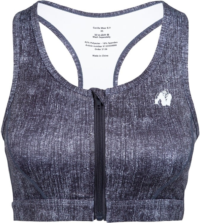 Camilla Zip Front Sports Bra Denim Blue