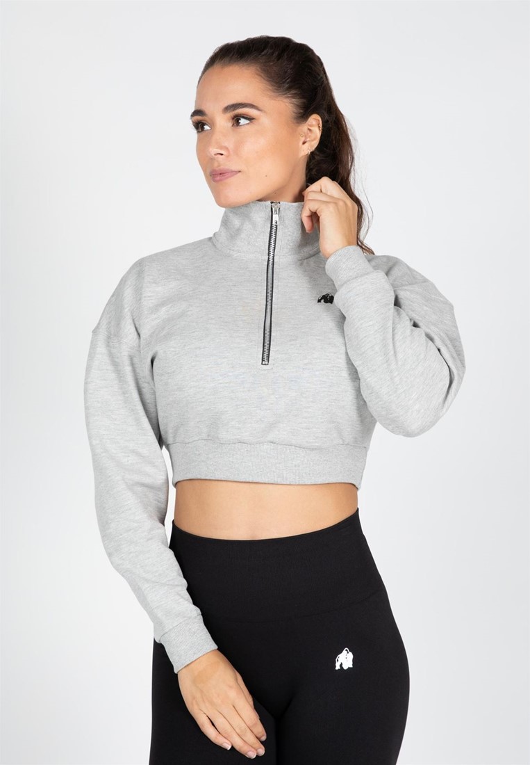 Ocala Cropped Half-Zip Sweatshirt - Gray - S Gorilla Wear