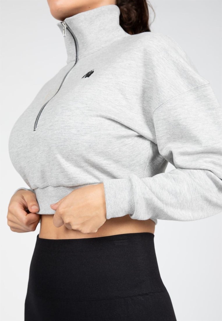 Ocala Cropped Half-Zip Sweatshirt - Gray - XS Gorilla Wear