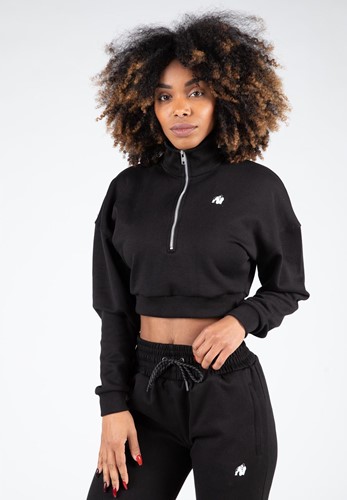 Ocala Bauchfreies Half-Zip-Sweatshirt - Schwarz