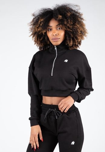 Ocala Cropped Half-Zip Sweatshirt - Zwart
