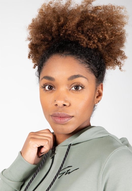 Pixley Light Green zipped hoodie detail