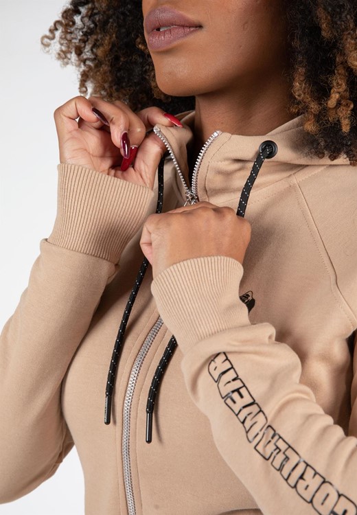 Marion Zipped Hoodie Beige
