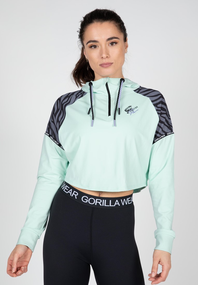 Cropped hoodie top green
