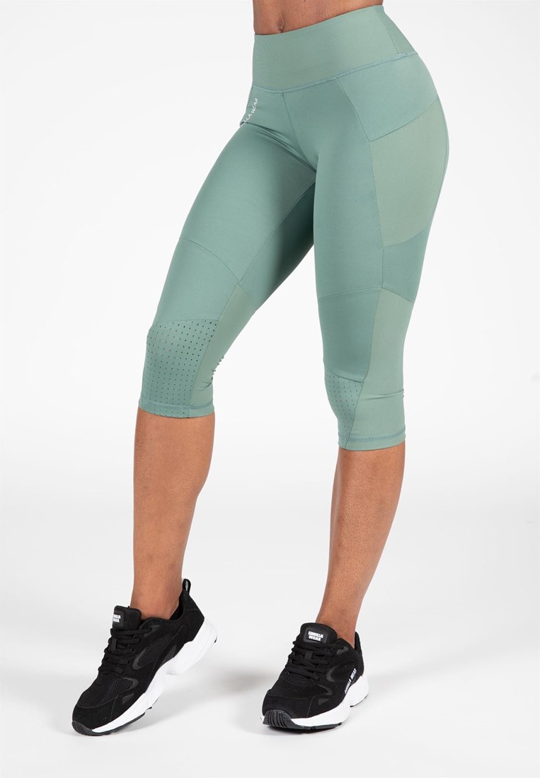 Monroe Cropped Leggings - Green - M 
