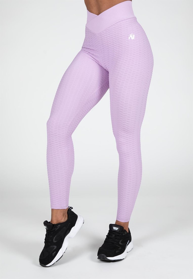Light grey melange High-waisted leggings with sports print - Buy