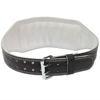 6 inch padded leather belt black/gold