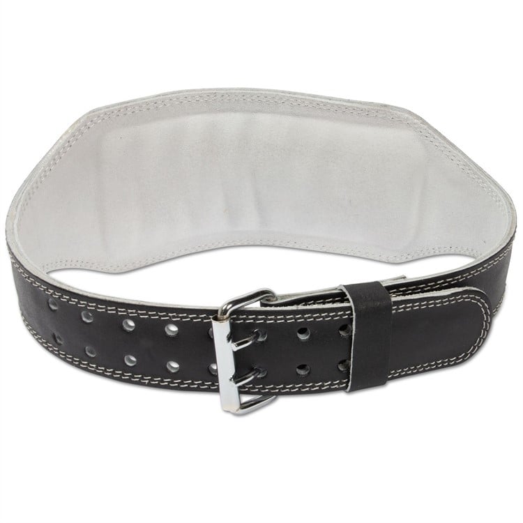 6 inch padded leather belt black/gold
