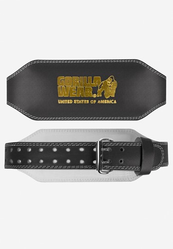 Gorilla Wear 6 Zoll Gepolsterter Ledern Gewichthebergürtel - Schwarz/Gold