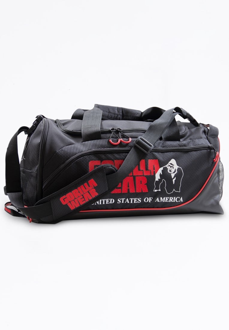 Puma red and cheap black polyester gym bag