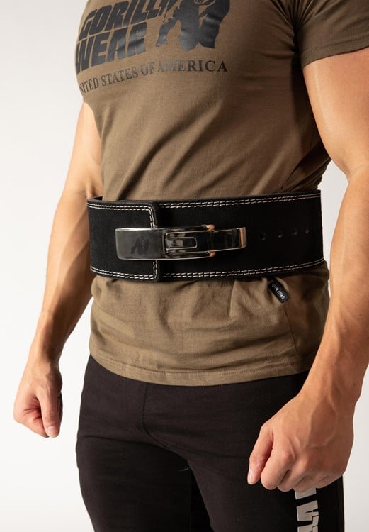 4 Inch Leather Lever Belt Black
