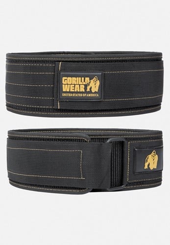 Gorilla Wear 4 Inch Nylon Lifting Belt - Zwart/Goud