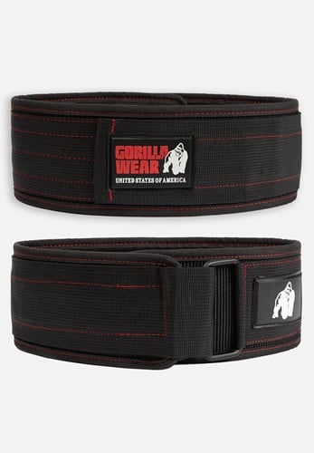 Gorilla Wear 4 Inch Nylon Lifting Belt - Zwart/Rode Stiksels