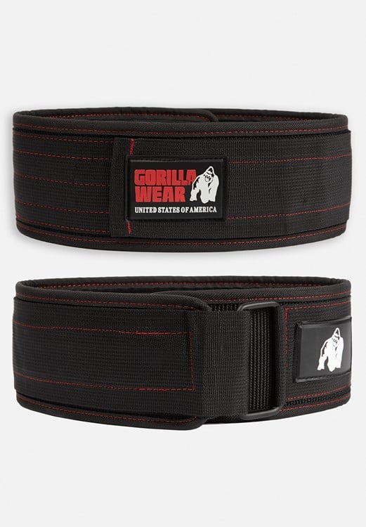 Gorilla Wear 4 Inch Nylon Lifting Belt - Zwart/Rode Stiksels - S/M