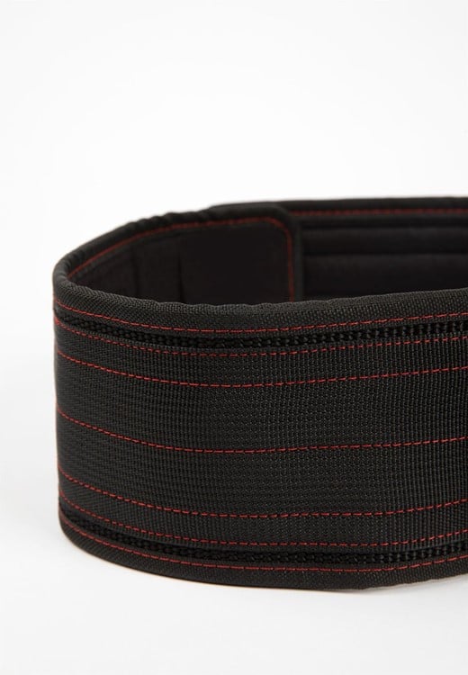 4 inch Nylon Belt Black/Red stitched